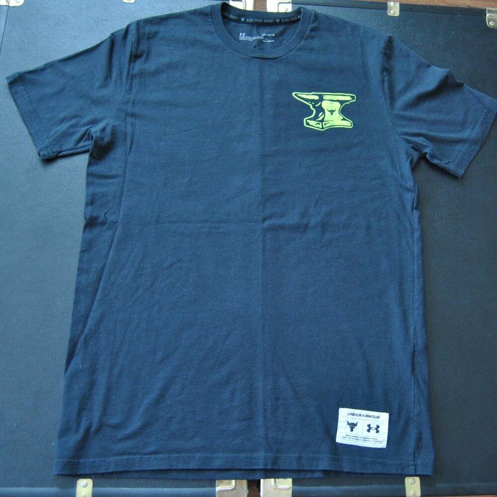 Project Rock Under Armour Iron Paradise Wrecking Crew Black SS Shirt Medium